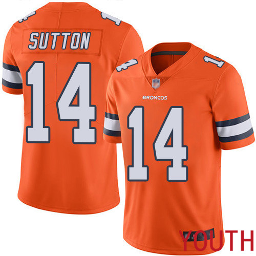 Youth Denver Broncos #14 Courtland Sutton Limited Orange Rush Vapor Untouchable Football NFL Jersey->youth nfl jersey->Youth Jersey